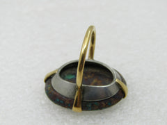 Vintage Southwestern 18kt & Sterling Gold Boulder Turquoise Ring, Sz. 5.5, 25+TCW.