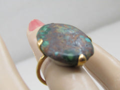 Vintage Southwestern 18kt & Sterling Gold Boulder Turquoise Ring, Sz. 5.5, 25+TCW.