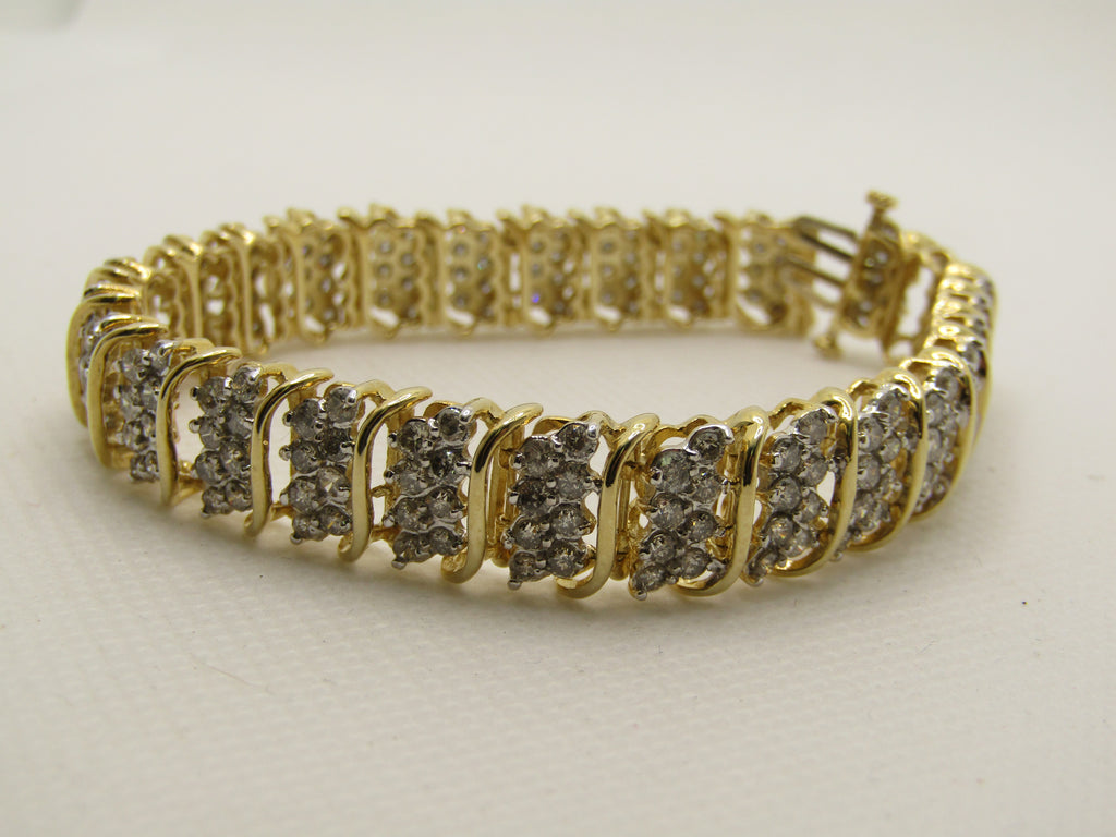 Vintage 14kt Jafa Diamond Tennis Bracelet, 7.25", 4 TCW, 1/2" Wide RESERVED FOR NG.
