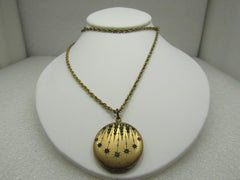Victorian Rhinestone Locket Necklace, Falling Stars. 28"