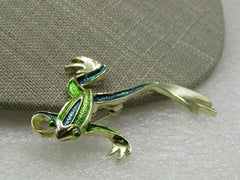 Vintage Green Enameled Frog Brooch, Gerry's, 1960's