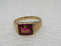 Vintage 10kt Ruby Masonic Ring, Sz. 10.5, Otsby Barton