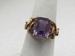 Vintage 10kt Amethyst Rectangular Ring, 2.75 ctw, Sz 6.25