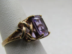 Vintage 10kt Amethyst Rectangular Ring, 2.75 ctw, Sz 6.25