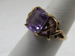 Vintage 10kt Amethyst Rectangular Ring, 2.75 ctw, Sz 6.25