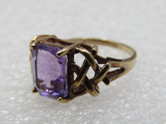 Vintage 10kt Amethyst Rectangular Ring, 2.75 ctw, Sz 6.25