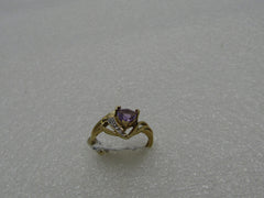 10kt Amethyst Diamond Ring, Trilliant Cut, .65 ctw, size 7, 9.70 gr. Open Bypass Band