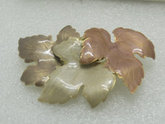 Vintage Enameled Fall Leaves Brooch 3", Gold Tone, 1960's-1970's