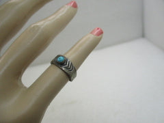 Vintage Sterling Southwestern Turquoise Stamped Ring, Sz 3  (SS)