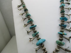 Vintage Southwestern Turquoise Squash Blossom Necklace, 24" (WB)