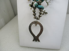 Vintage Southwestern Turquoise Squash Blossom Necklace, 24" (WB)