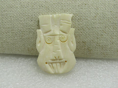 Fan and Tribal Mask Carved Pendant/Bead White, , 2", 1.5"