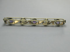 Edwardian 14kt Amethyst & Seed Pearl Brooch