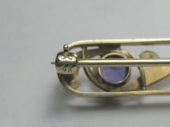 Edwardian 14kt Amethyst & Seed Pearl Brooch
