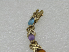 Vintage 14kt Mixed Gemstone Tennis Bracelet, Signed, 7.5", Appx. 10.42gr.