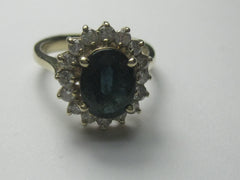 14kt Deep Blue Spinel Diamond Ring, Halo, Sz. 6, 4.89 Gr.