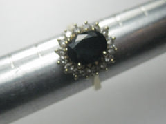 14kt Deep Blue Spinel Diamond Ring, Halo, Sz. 6, 4.89 Gr.