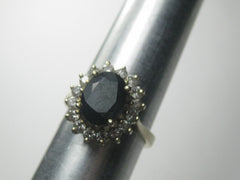 14kt Deep Blue Spinel Diamond Ring, Halo, Sz. 6, 4.89 Gr.