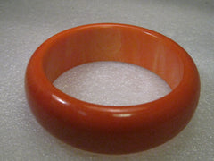 Vintage Orange Marbled Bakelite Bangle Bracelet, 1" wide, 7.75"
