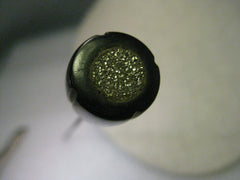 Vintage Edwardian/Art Deco Bakelite Stick Pin With Pyrite, Round, Notched  Black Bakelite Top, 7" Long