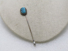 Vintage Southwestern Turquoise Stick Pin, Sterling Silver, 3.5", 4.30 gr. 1960's-1970's.
