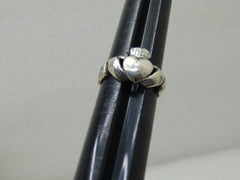 Vintage Sterling Silver Claddagh Ring, Size 8, 3.69 Gr., 13mm wide, Signed CR