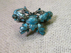 Early 1900's Enameled Crab Brooch, Light Teal, Fancy Crab, Mandarin/Chinese Design, 1"