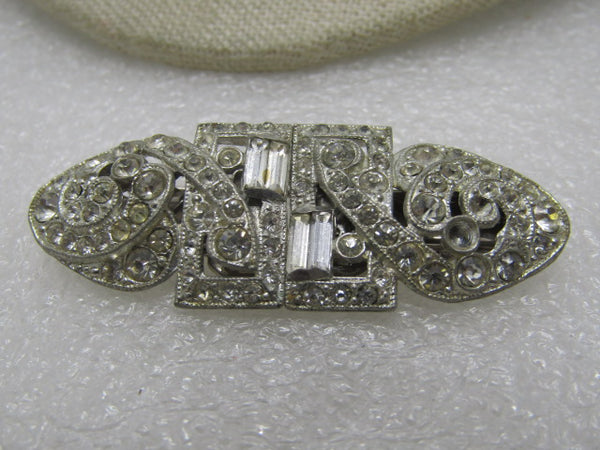 Signé Coro Strass Strass Paillette Feuille Broche Pin 1940's