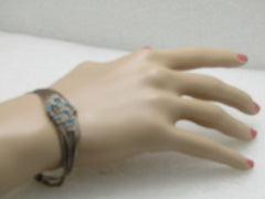 Vintage Southwestern Liquid Silver Turquoise Bracelet, 6 Stands, 7"