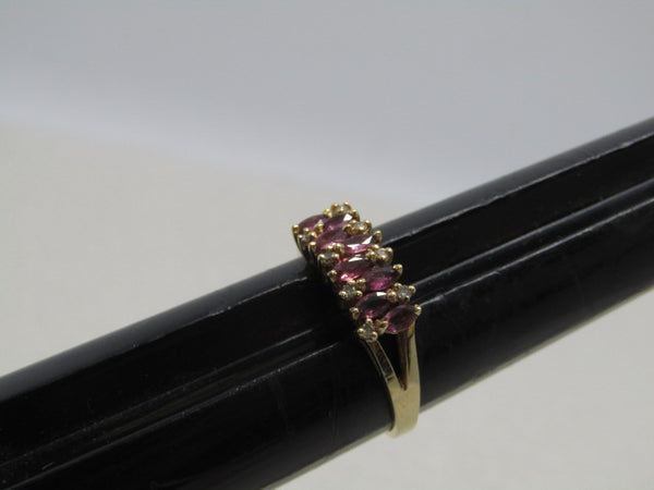 14kt Marquise Ruby Diamond Ring, Size 9, 3.18 gr, .50 tcw, Signed