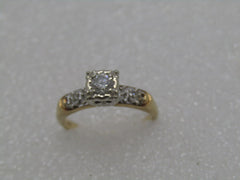 14kt Diamond Engagement Ring, .25 ctw+, size 6.5, Two-Tone, Signed D with Scroll