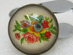 Vintage Floral Bridle Button/Rosette Brooch, 1.5" Across, Early 1900's