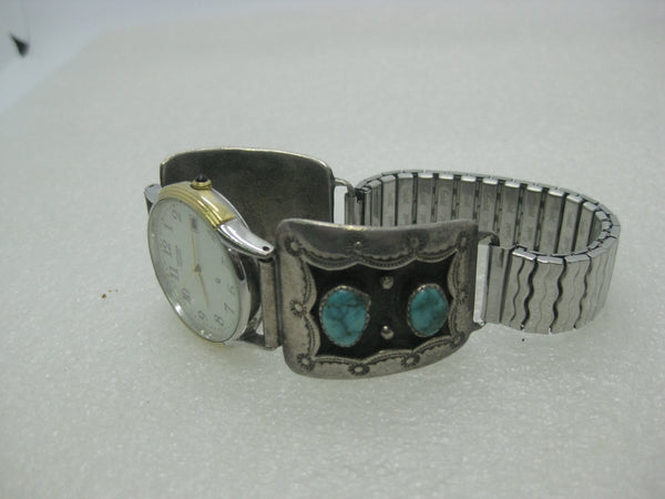 Southwestern high quality Gold Tone Turquoise Watch Band