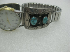 Southwestern Men's Turquoise Watch Tips with Watch, Post mid-Century