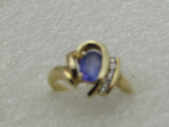 18kt Tanzanite Diamond ring, Sz. 5.5, Art Deco to Mod Themed, Signed SGS,