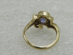18kt Tanzanite Diamond ring, Sz. 5.5, Art Deco to Mod Themed, Signed SGS,