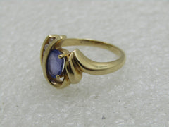 18kt Tanzanite Diamond ring, Sz. 5.5, Art Deco to Mod Themed, Signed SGS,