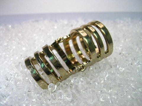 Vintage Gold Tone Hinged Full Finger Ring, Gold Bands with Open Spaces, sz. 8-9, 1.75" long