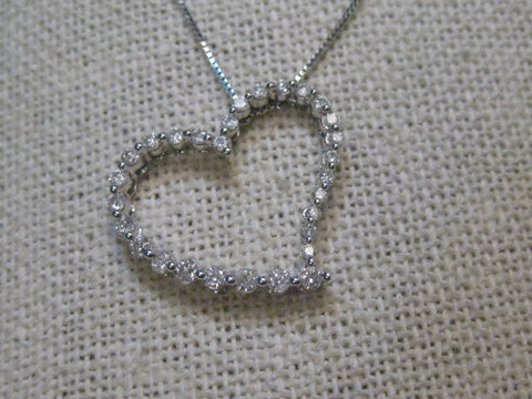 10kt Diamond Heart Pendant, 20" Necklace, 14kt chain, box link, Anniversary, Valentine