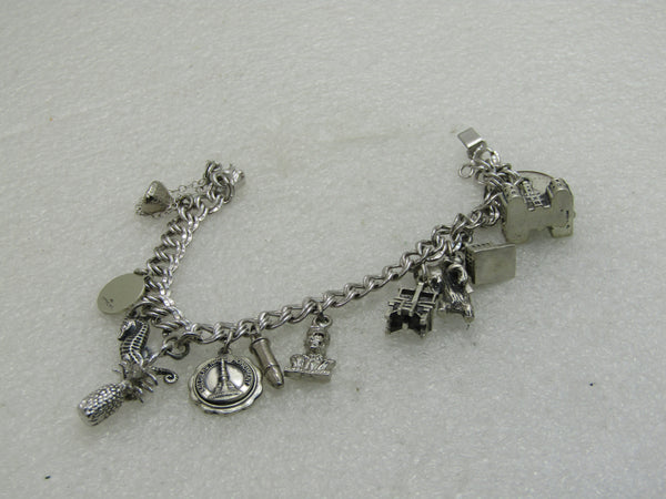 Elco double Sterling Silver store charm bracelets 2 charm butterfly and cat