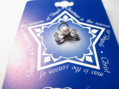 SIlvertone Angel Face Tack Pin, Faux Pearl, New on Card, Roman, Inc.