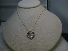 Vintage 10kt Diamond Heart Necklace, Baguettes/Round, 18", 3.47 gr.,  ,25ctw, Channel Set Diamonds