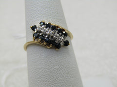 Vintage 10kt Blue Spinel Diamond Art Deco Theme, Ring, Sz. 6.5,