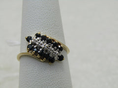 Vintage 10kt Blue Spinel Diamond Art Deco Theme, Ring, Sz. 6.5,