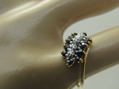 Vintage 10kt Blue Spinel Diamond Art Deco Theme, Ring, Sz. 6.5,