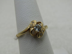 10kt Aquamarine & Diamond Ring, Art Deco Themed, Size 6.5