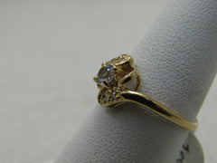 10kt Aquamarine & Diamond Ring, Art Deco Themed, Size 6.5