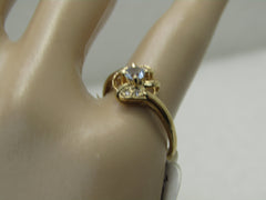 10kt Aquamarine & Diamond Ring, Art Deco Themed, Size 6.5