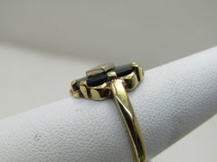 Vintage 10kt Black Onyx Art Deco Themed Ring, Sz. 7.5