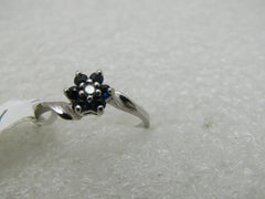 10kt Sapphire Diamond Blossom Ring, Sz. 6, 1.34 gr.
